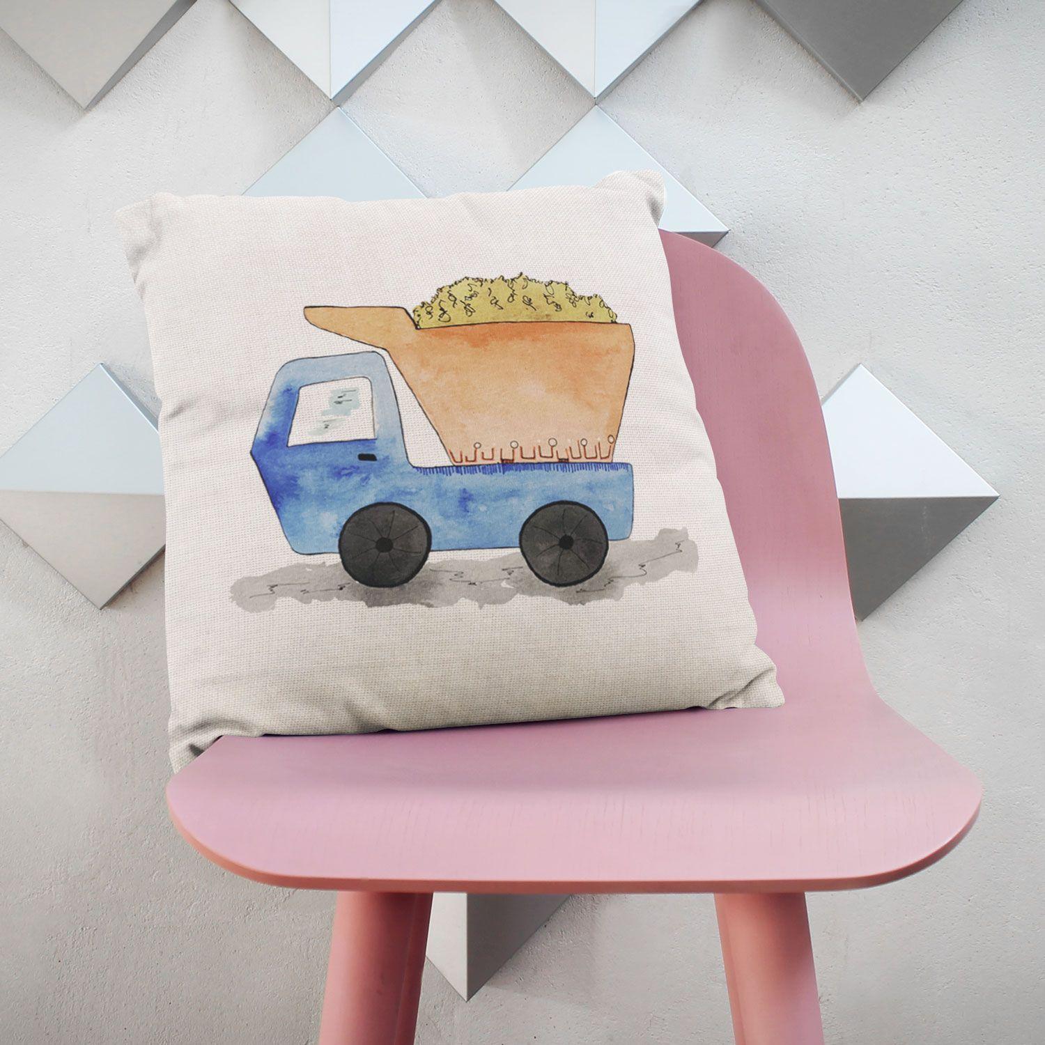 Cojín con relleno 45 x 45 cm camión tierra infantil Paper Home-1