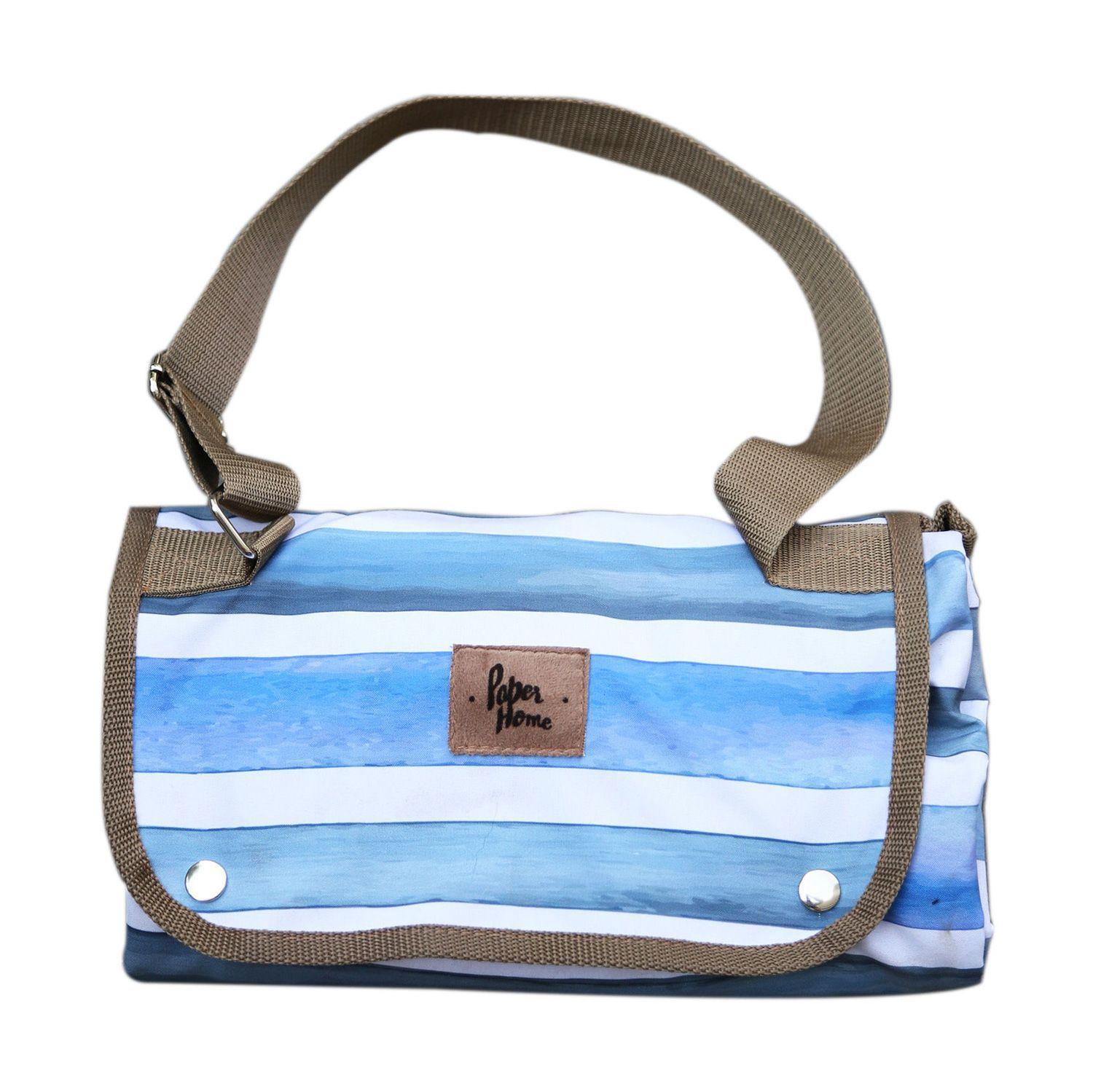Manta de picnic anti manchas XL líneas azules Paper-Home-2
