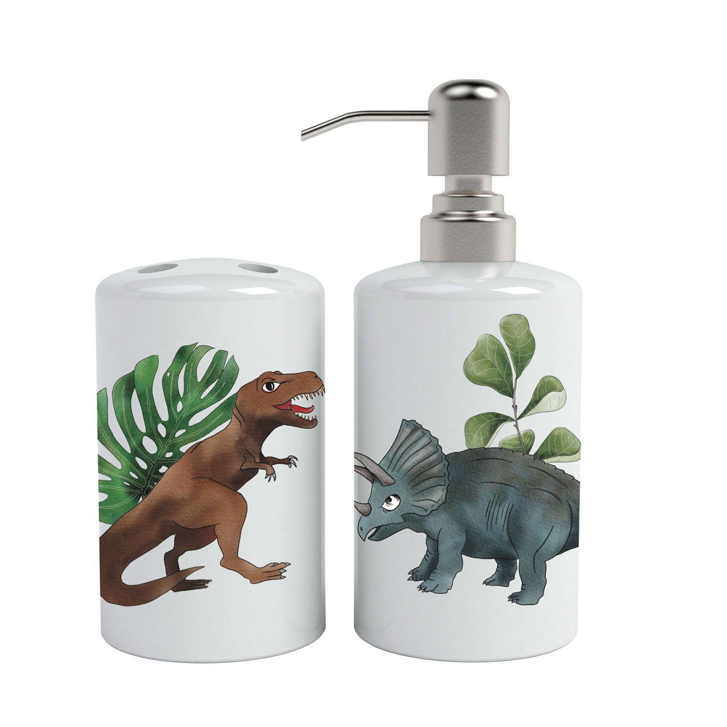 Set de baño cerámica 2 piezas dinosaurios Paper Home-0