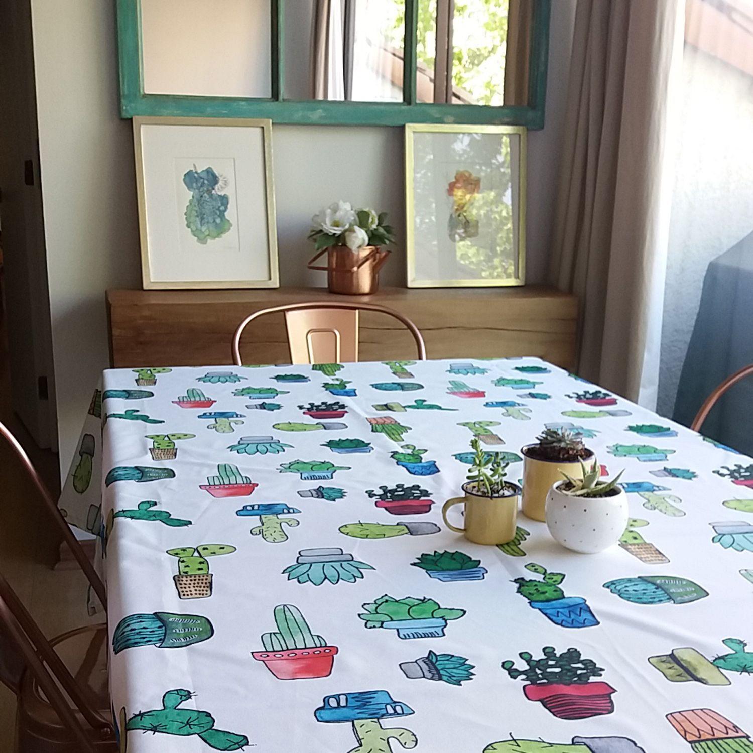 Mantel anti manchas rectangular 145 x 250 cm cactus Paper Home-4