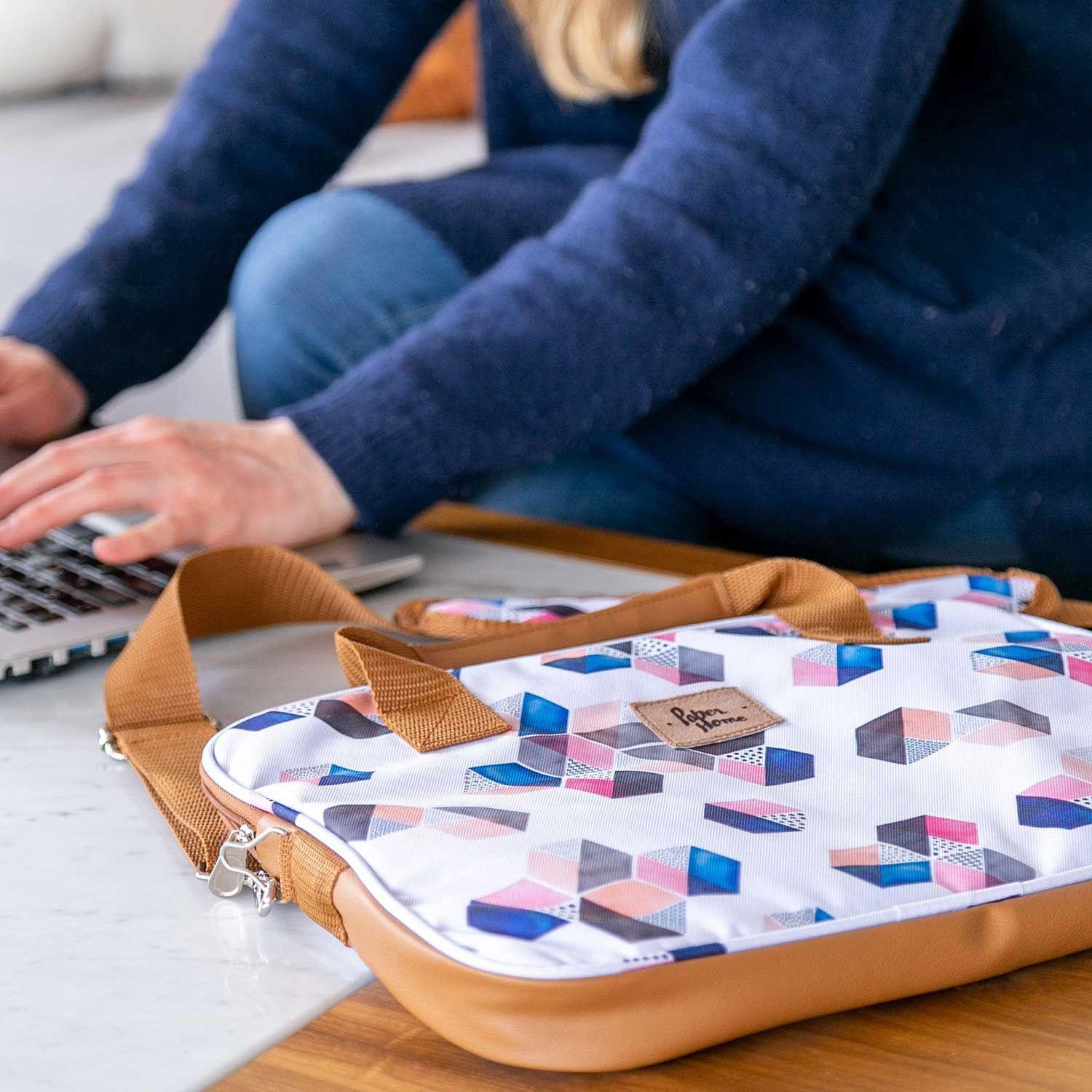 Bolso de notebook sustentable 13" y 14" pulgadas Hexágonos Paper Home-3