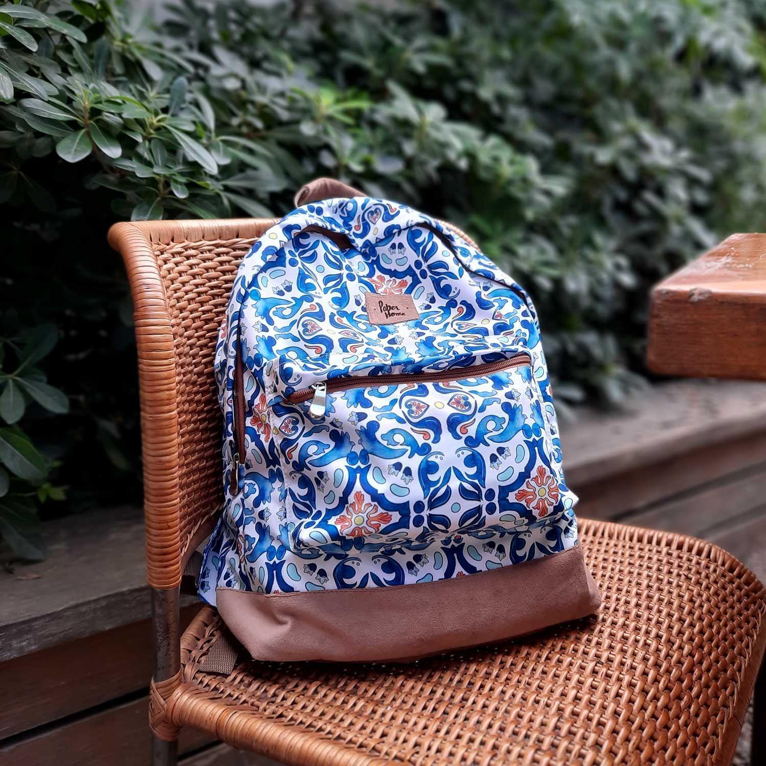 Mochila sustentable escolar mosaico Paper Home-6