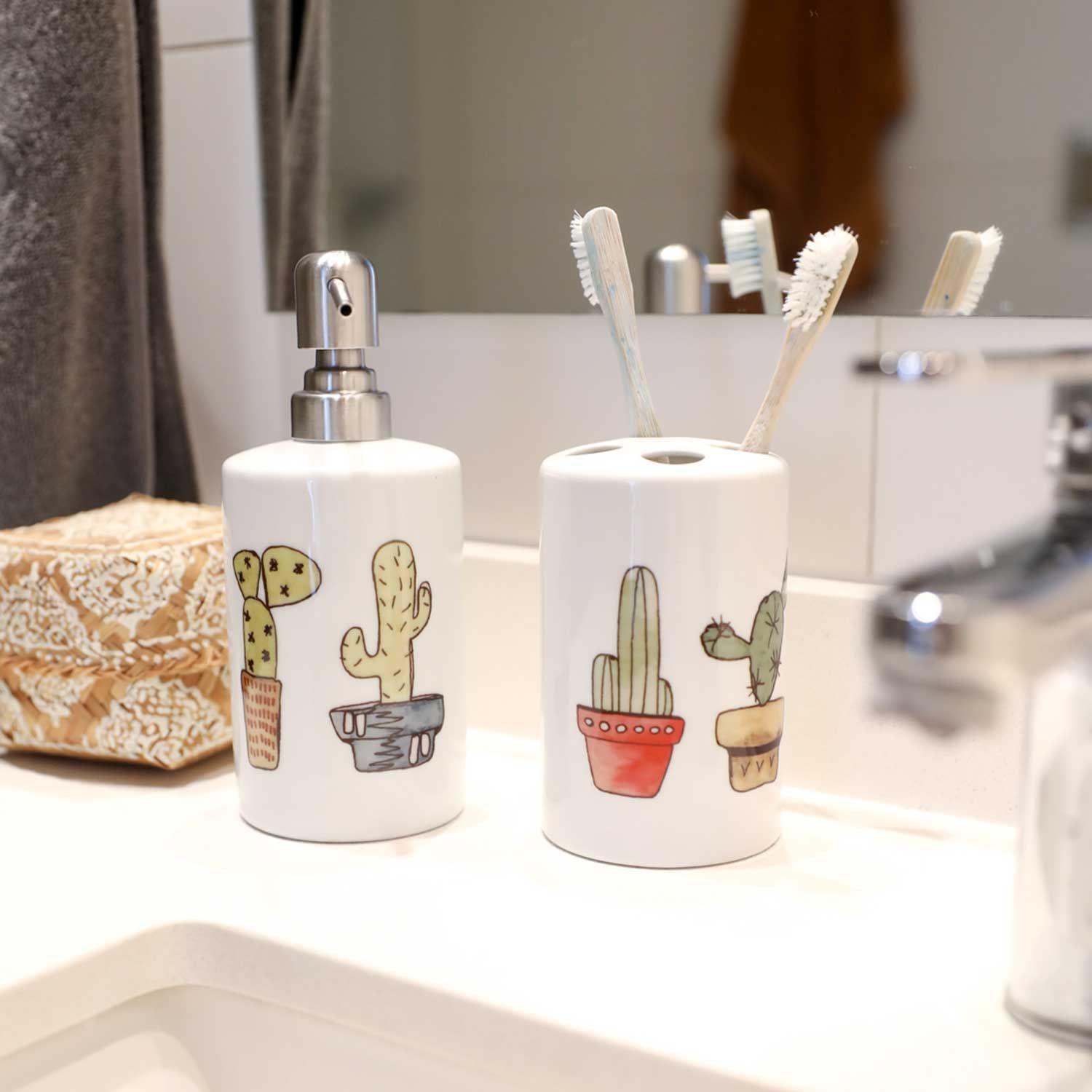 Set de baño cerámica 2 piezas cactus Paper Home-2