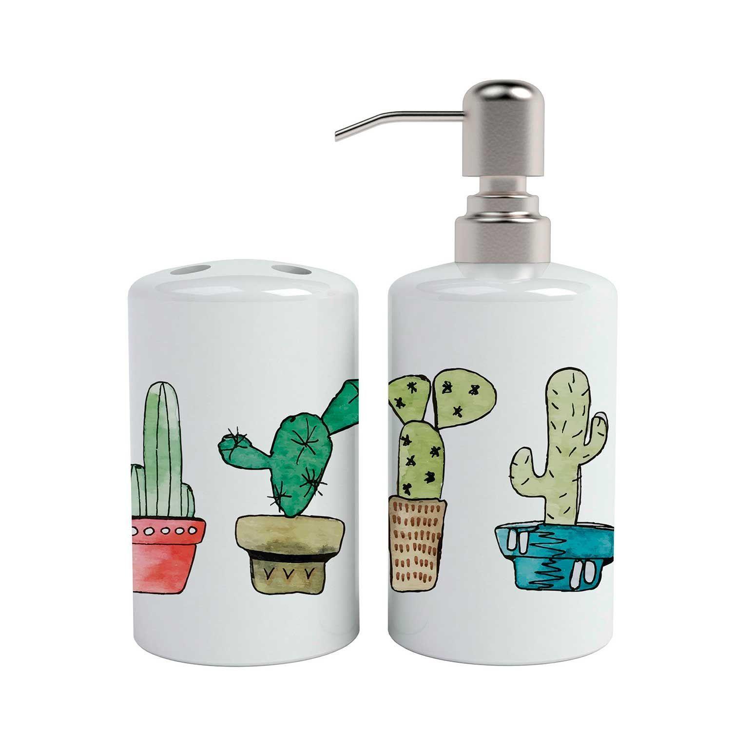 Set de baño cerámica 2 piezas cactus Paper Home-0