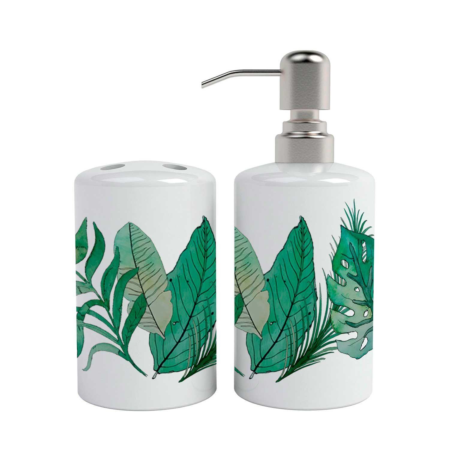 Set de baño cerámica 2 piezas botánico Paper Home-0