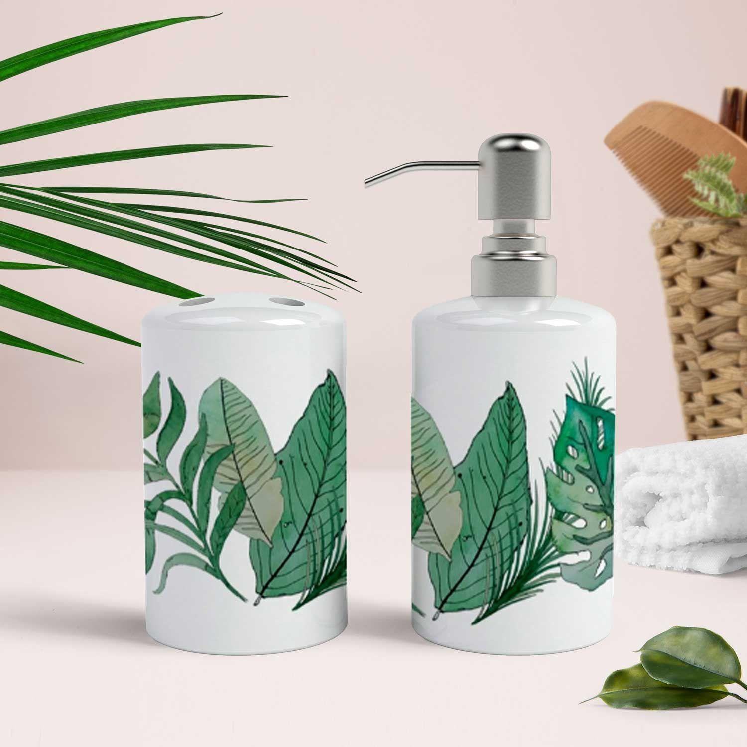 Set de baño cerámica 2 piezas botánico Paper Home-1