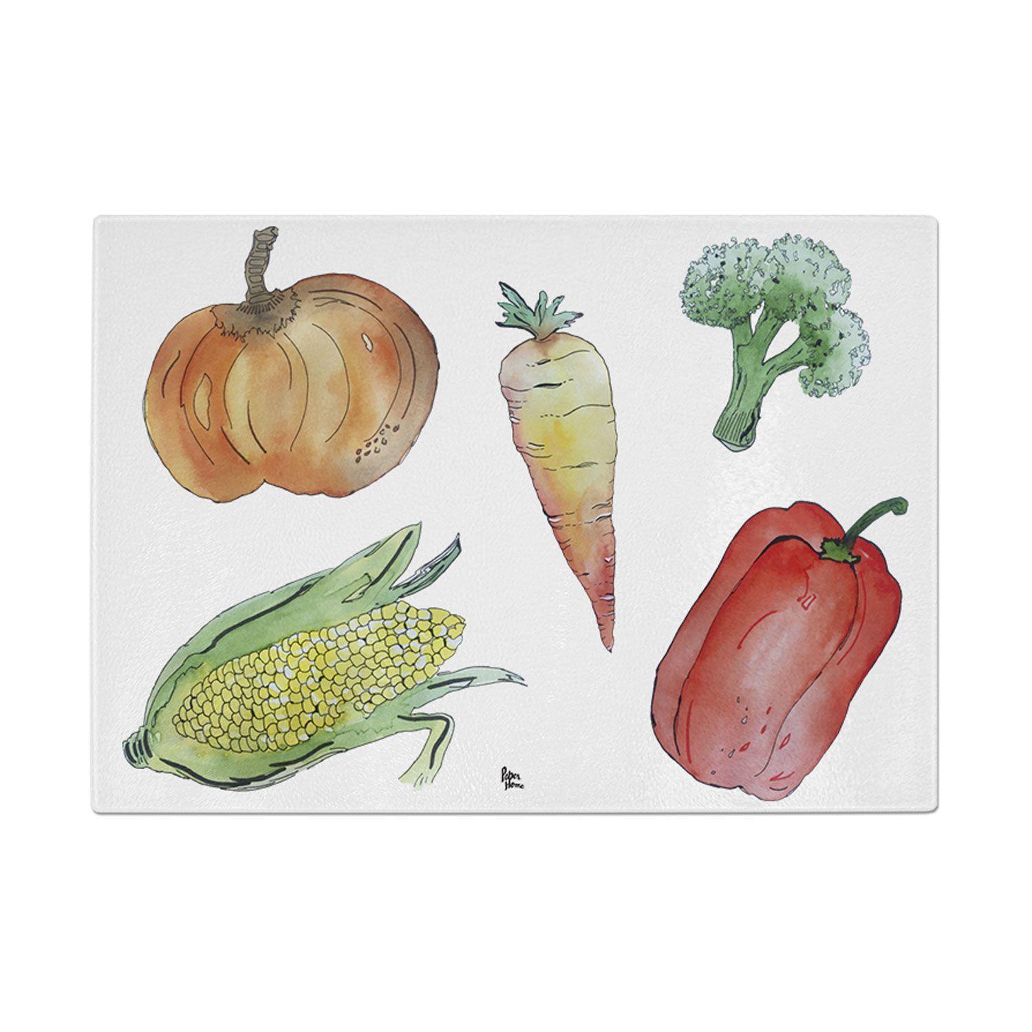 Tabla para cortar o picar de vidrio 28,5 x 20 cm verduras Paper Home-0