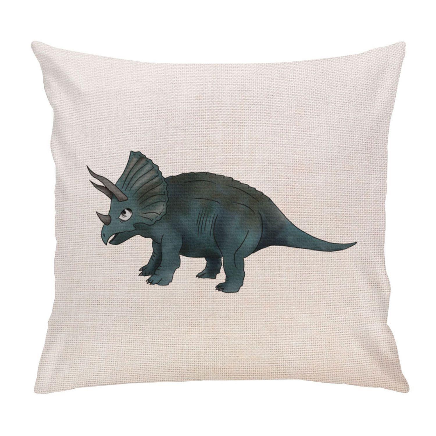 Cojín con relleno 45 x 45 cm dinosaurio azul infantil Paper Home-0