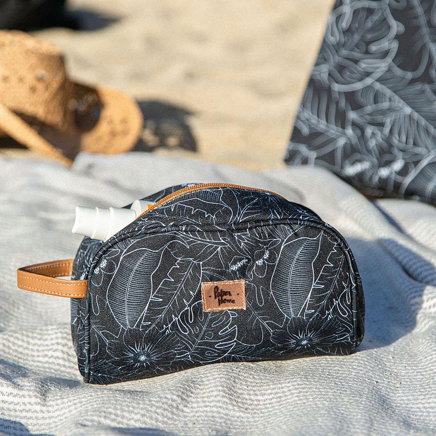 Estuche cosmetiquero sustentable botánico negro Paper Home-2