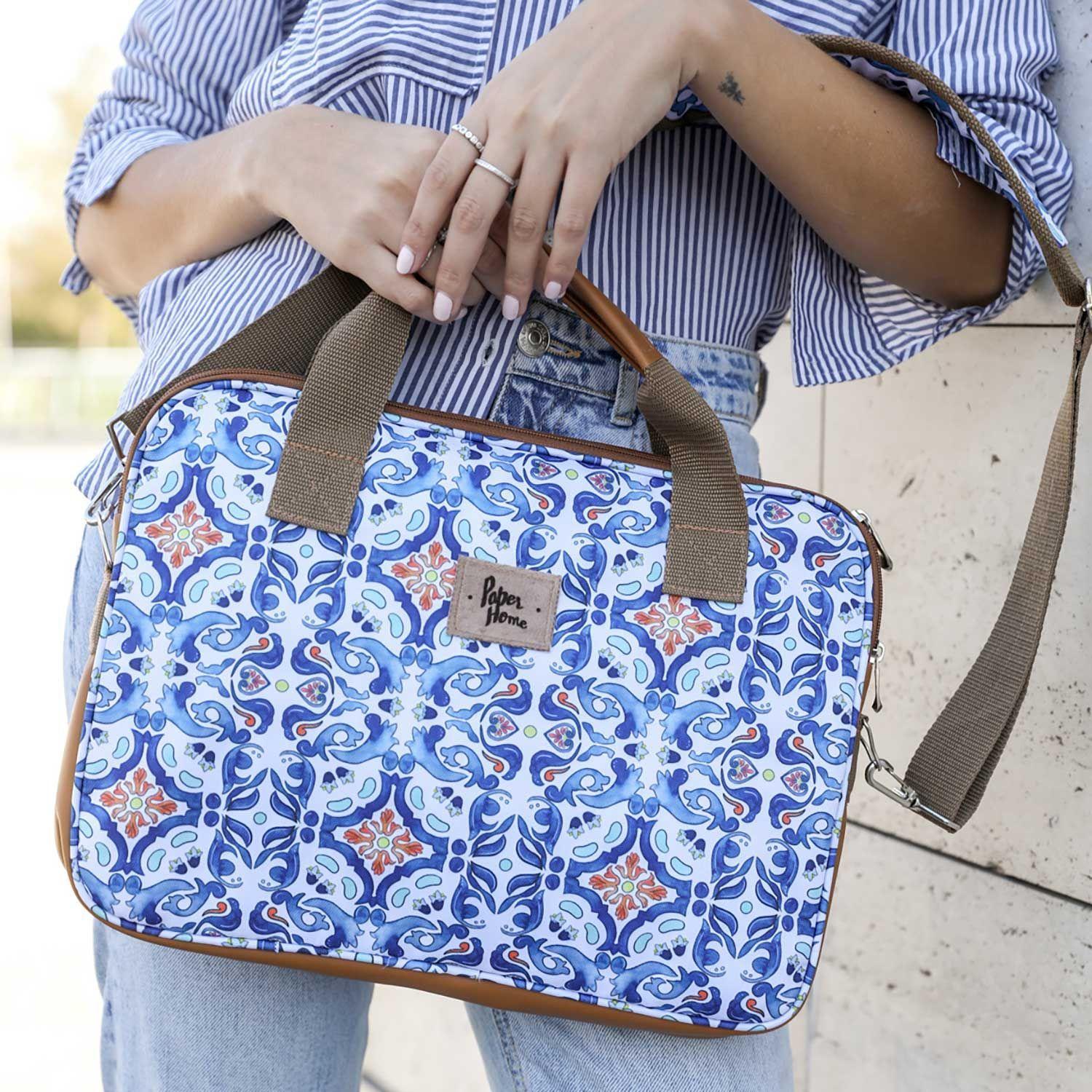 Bolso de notebook sustentable 13" y 14" pulgadas mosaico Paper Home-1