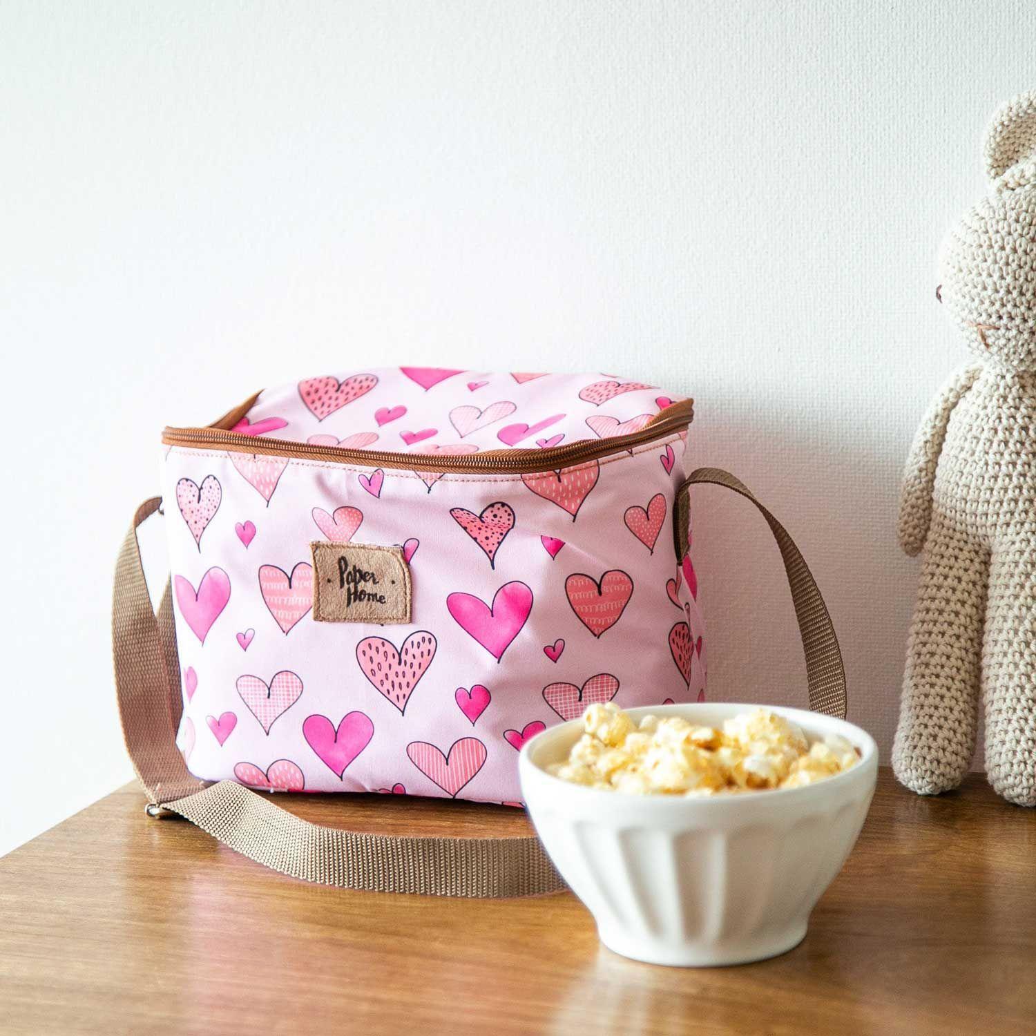 Lonchera térmica sustentable corazones infantil Paper Home-2
