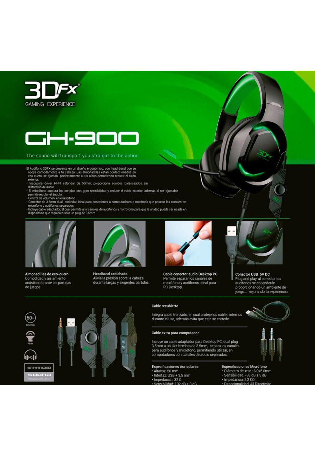 Audífonos Gamer Gh-900 Alámbricos 3dfx Mlab-3