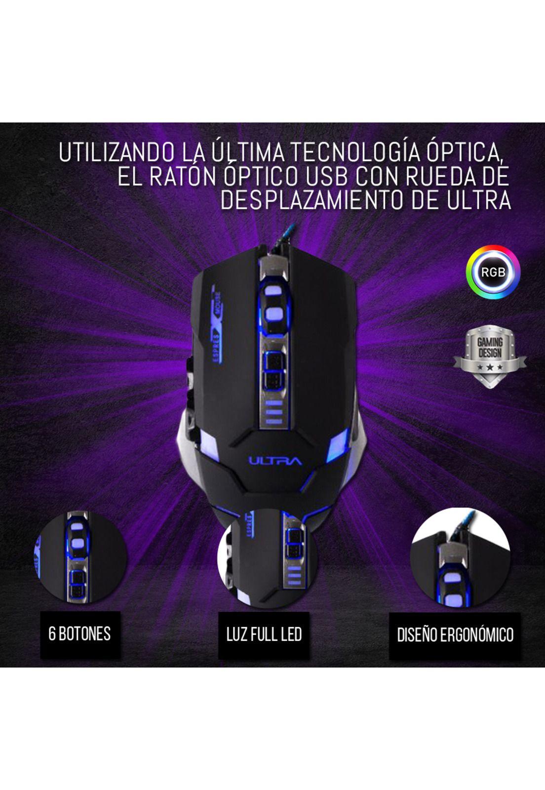 Mouse Alámbrico Ultra X 10 Retro-Iluminado Gaming USB 6 Botones-5