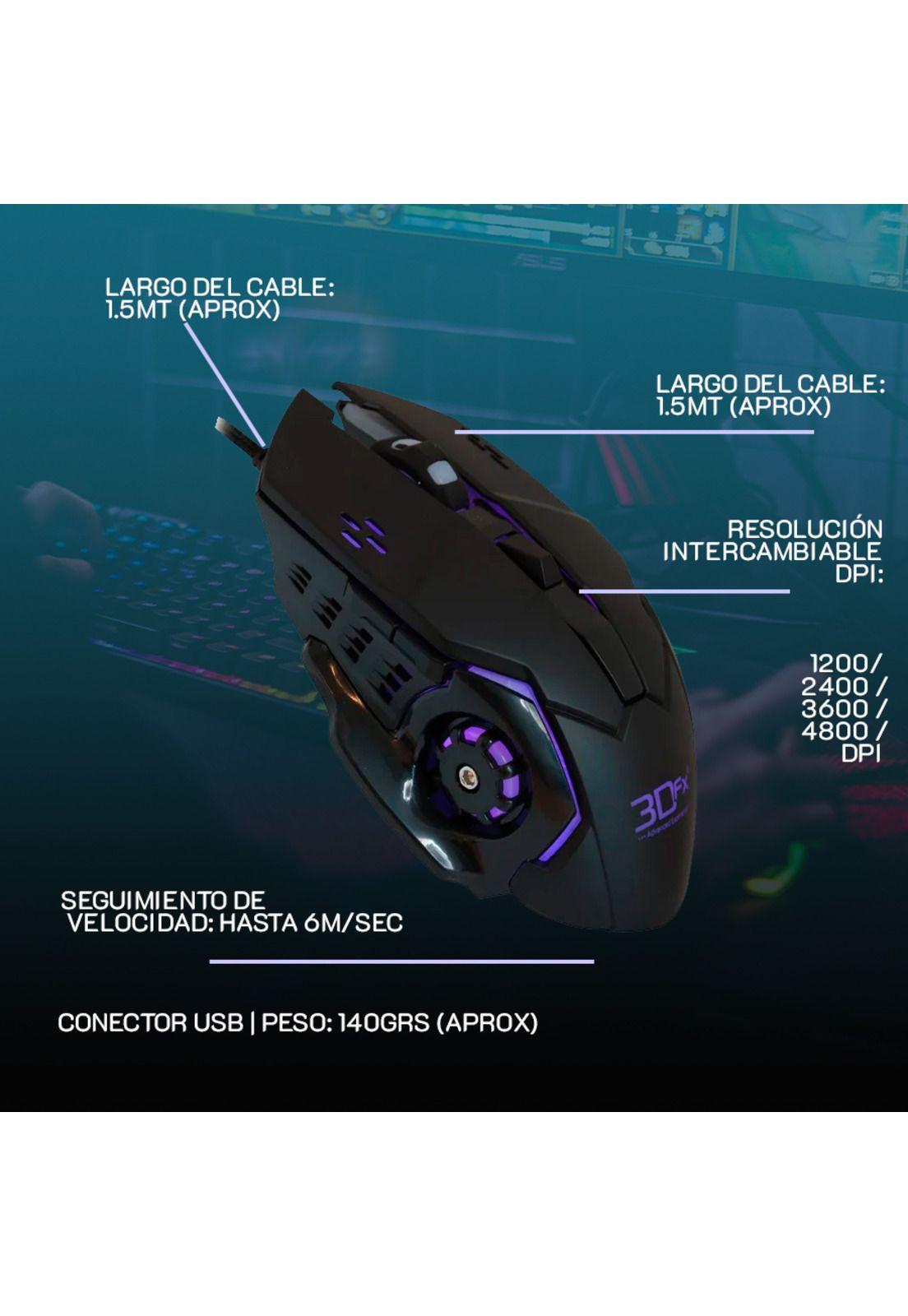 Mouse gamer 3dfx Acidrain 6 botones 4800 dpi-3