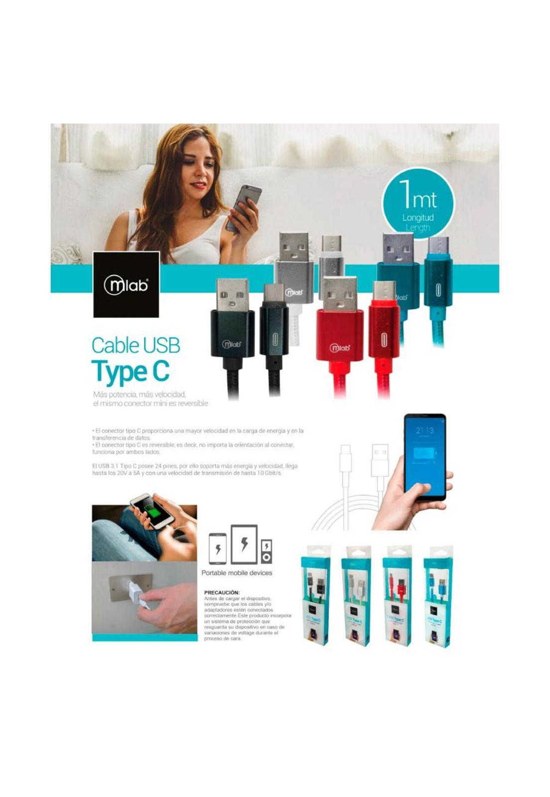 Cable Usb A Tipo C Azul Mlab 1mts-2
