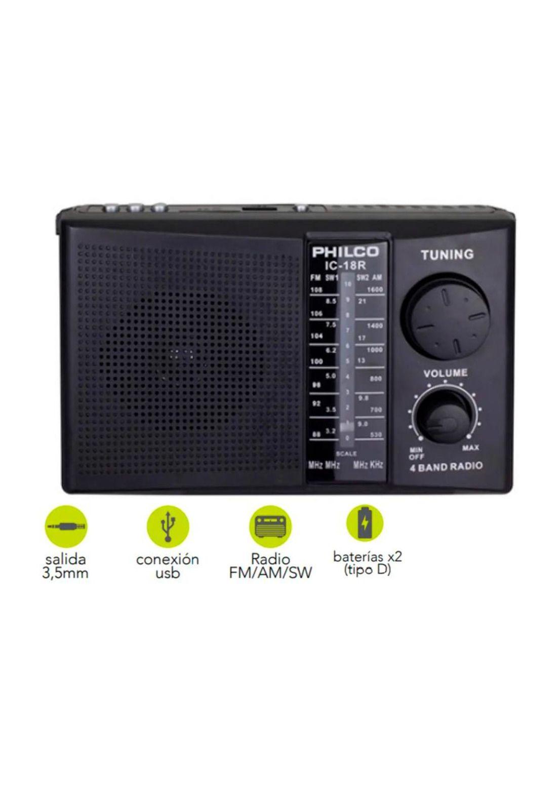 Radio 4 Bandas Recargable IC-18R USB SD Philco-1