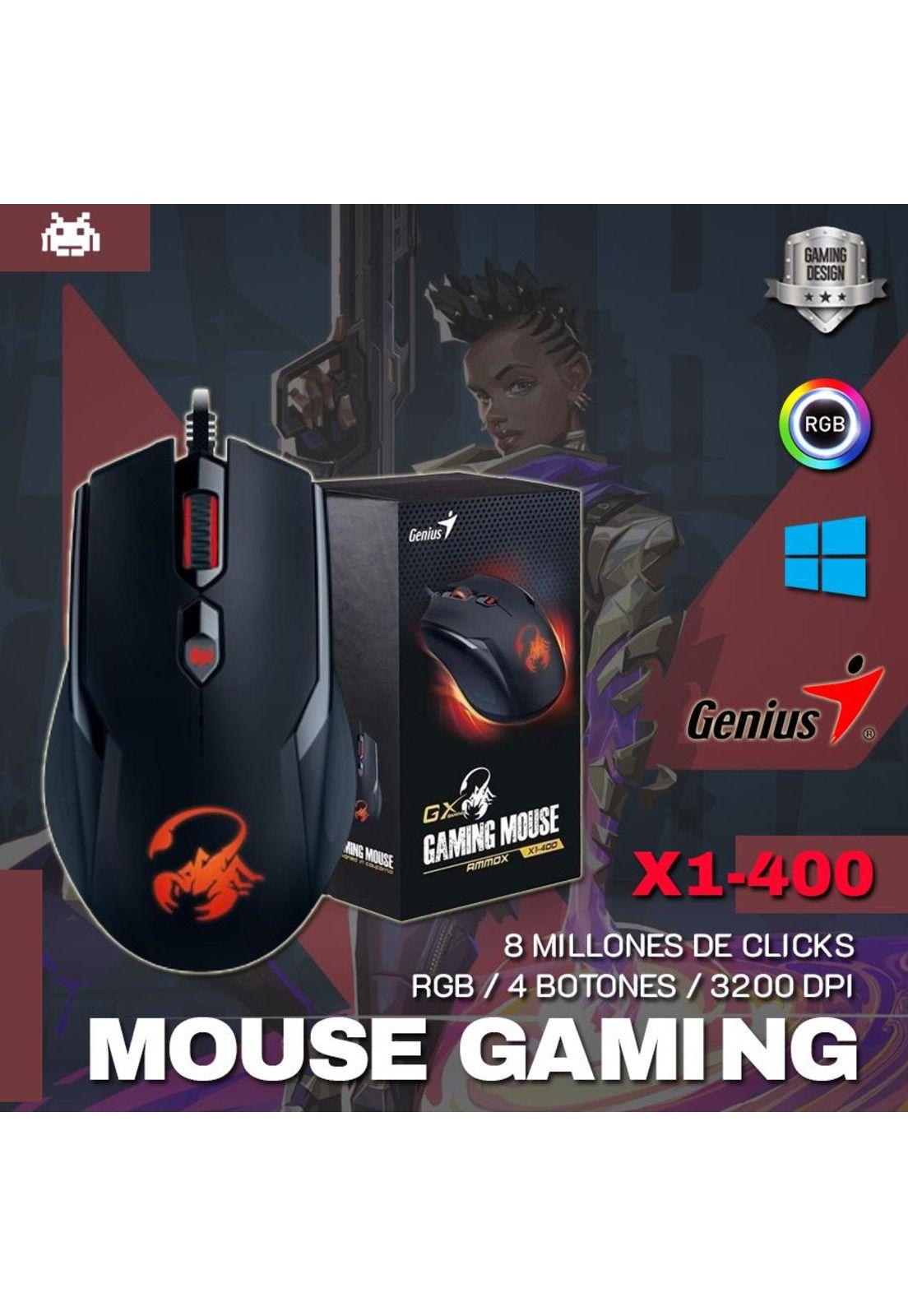 Mouse Gamer Genius X1-400 RGB 4 Botones 3200 DPI-5