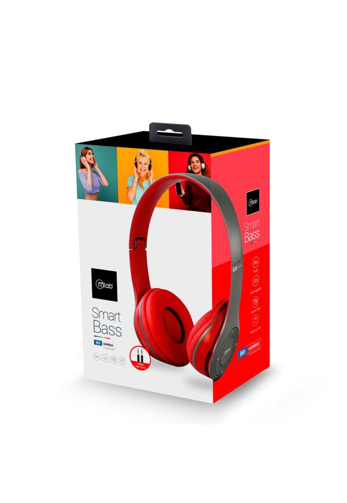 Audífonos Over Ear Smart Bass Bluetooth Mlab Rojo-3