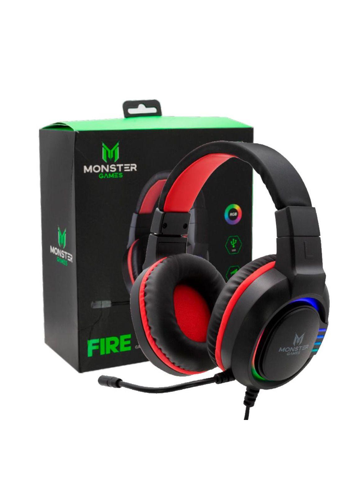 Audífonos Gamer Monster Fire Rgb / Over-EAR-2