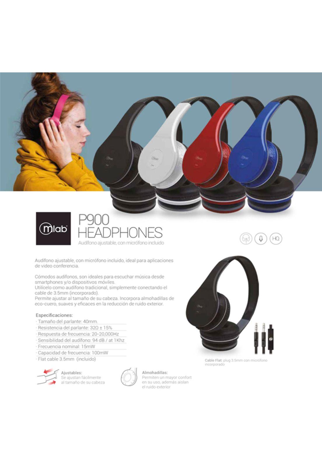 Audífonos Over Ear Blancos Alámbricos Con Micrófono Mlab-3