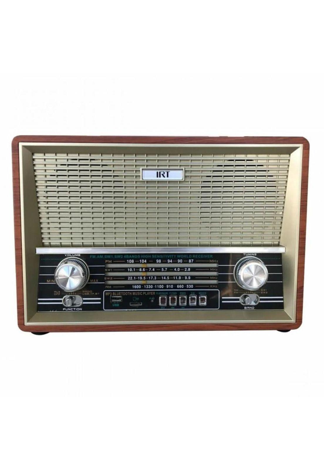 Parlante Portátil Retro Bt fm am sw1 2 usb sd aux Irt-2