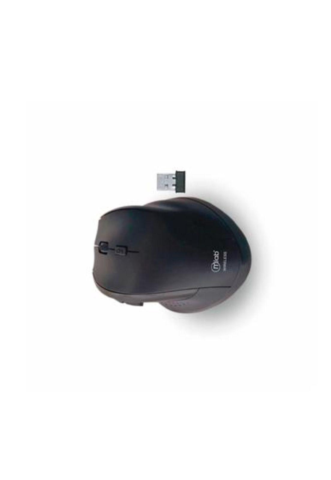 Mouse Ergo Shape Ergonomic Inalámbrico Usb Mlab Negro-1