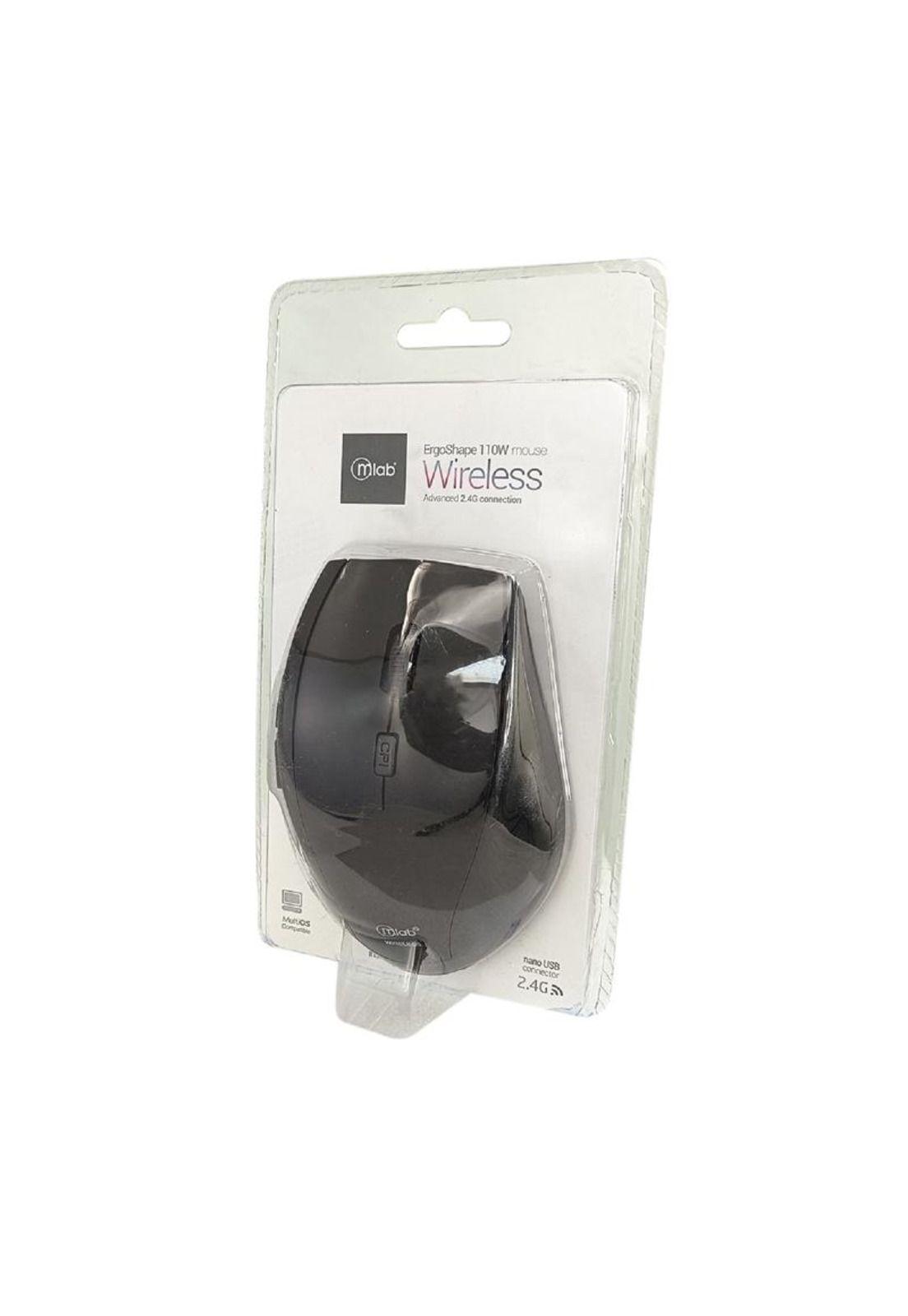 Mouse Ergo Shape Ergonomic Inalámbrico Usb Mlab Negro-3