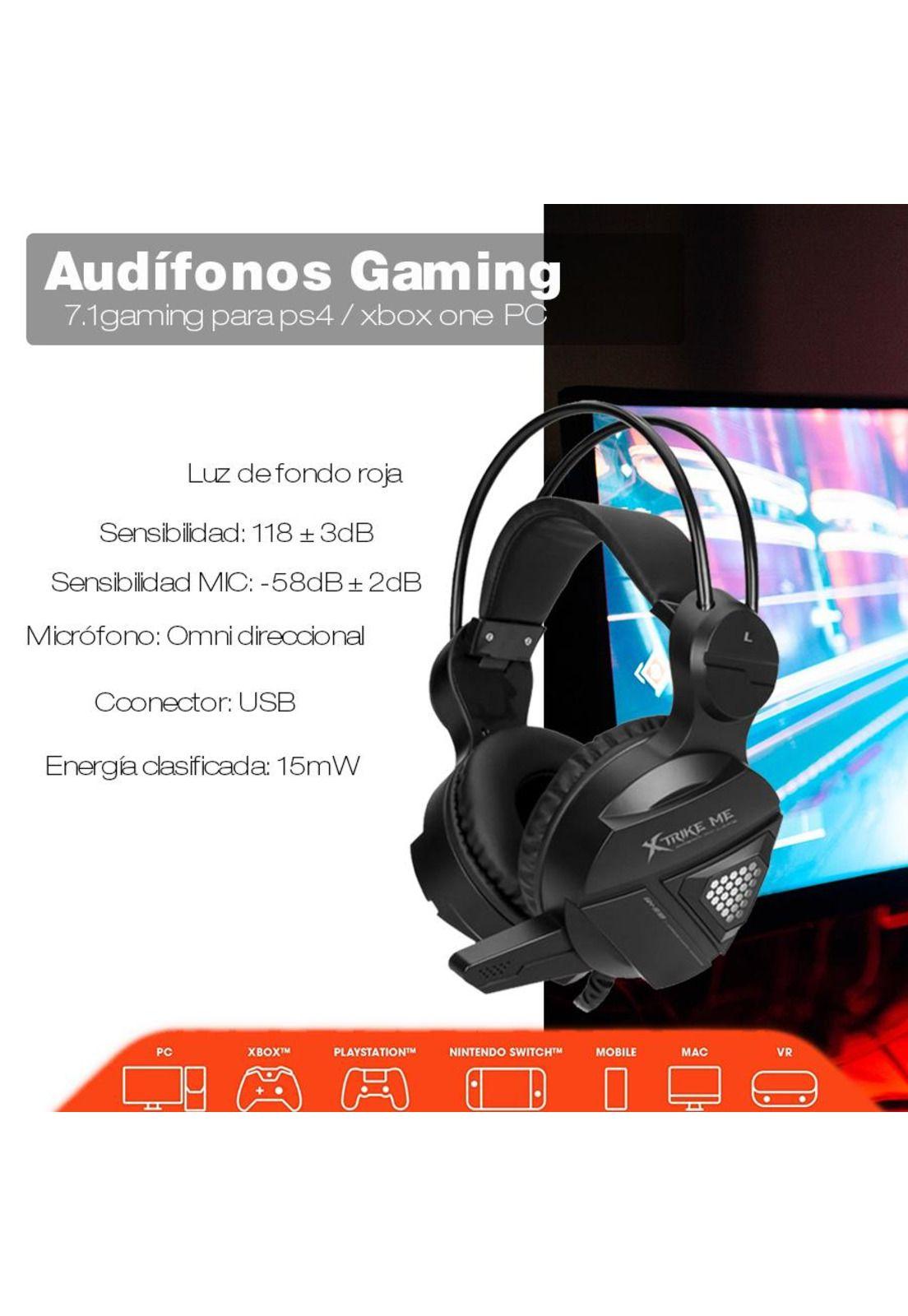 Audífonos Over Ear Gaming Xtrike GH-918 Me C mic Negro Fx-3