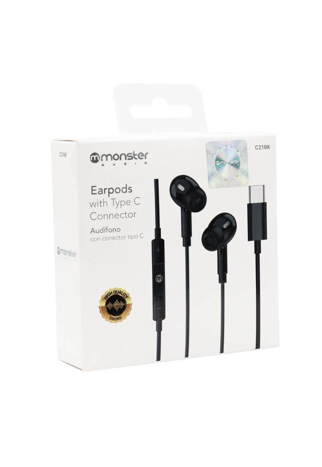 Audífonos con Cable Monster Audio C21WT Manos Libres Conector USB-C Negro-4