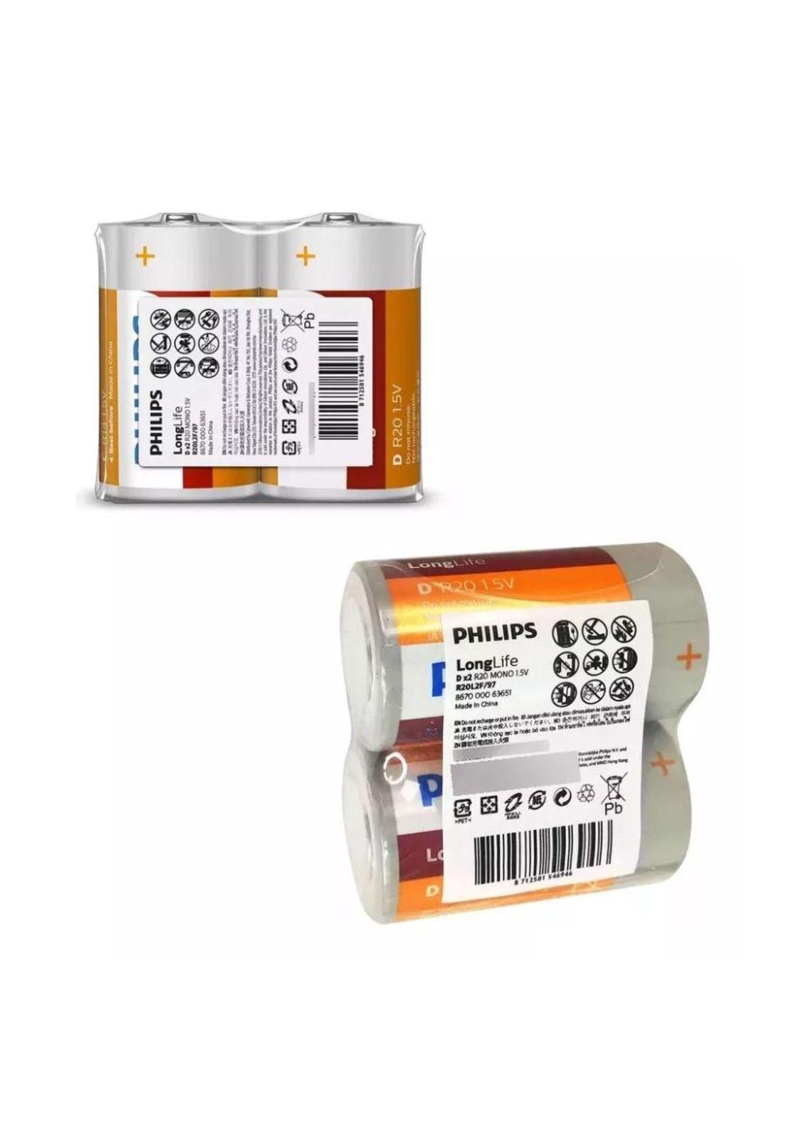 Philips Pila Cloruro Zinc D  Termosellado 2pcs-2