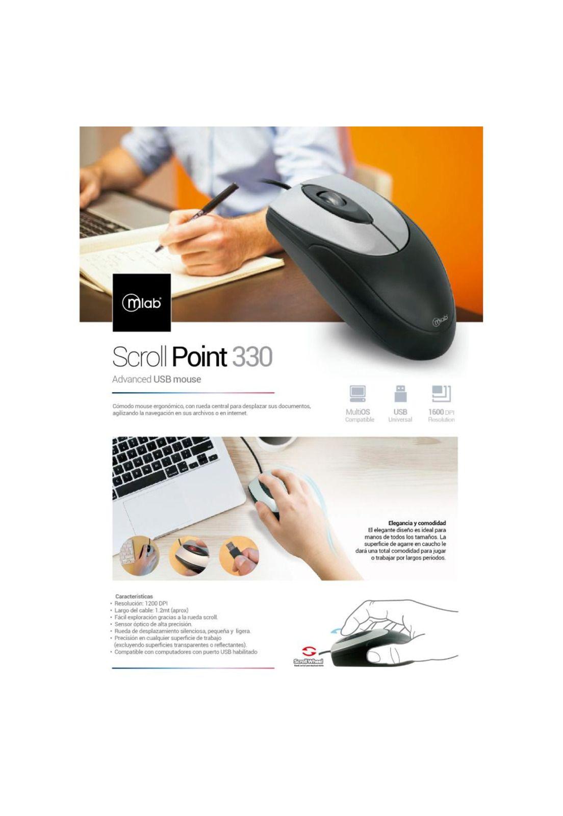 Mouse Para Oficina Scroll Point 330 Alámbrico Usb Mlab-2