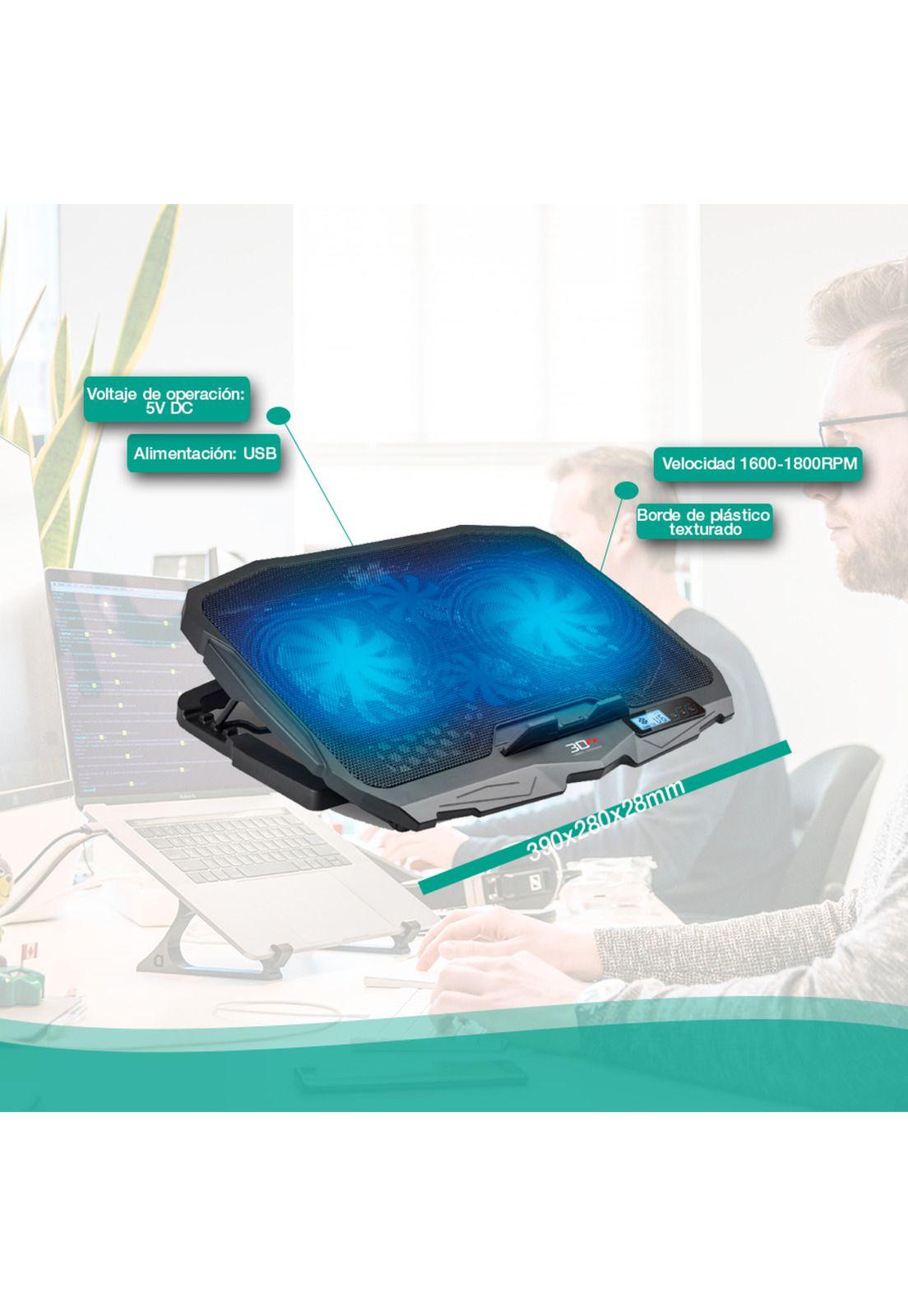 Base Ventilador 3DFX Notebook Gamer Four Fan 17 USB-3