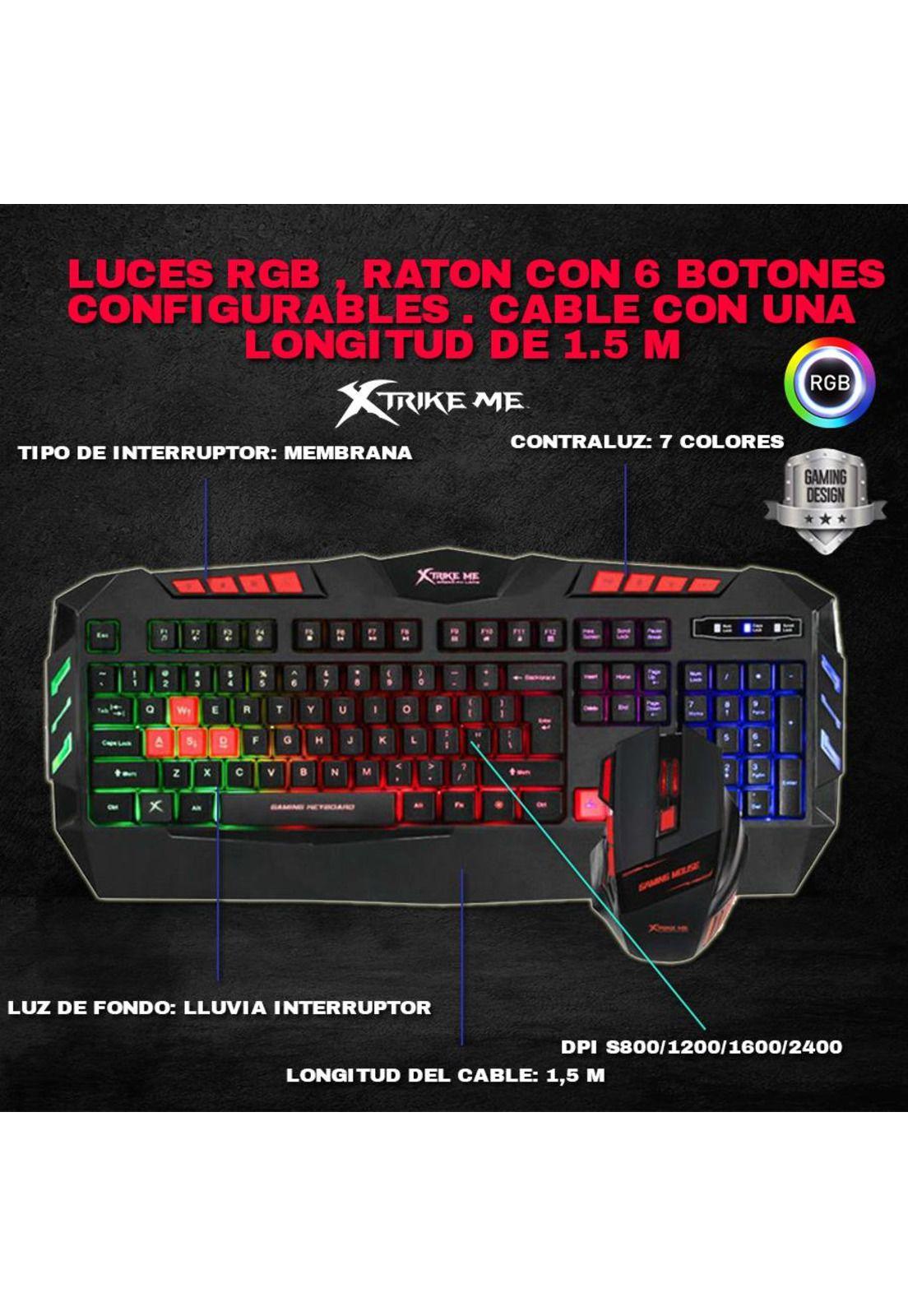 Kit Combo Teclado Y Mouse Gamer Xtrike Me 2400 Dpi Fx-5