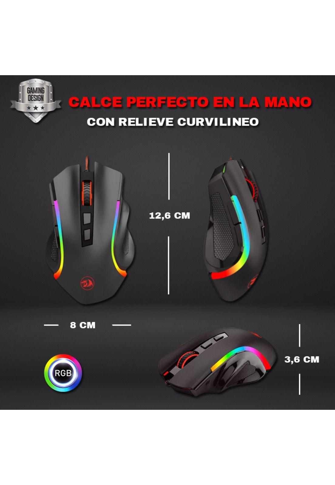 Mouse Gamer Redragon Griffin Rgb 8 Botones 7200 DPI-6