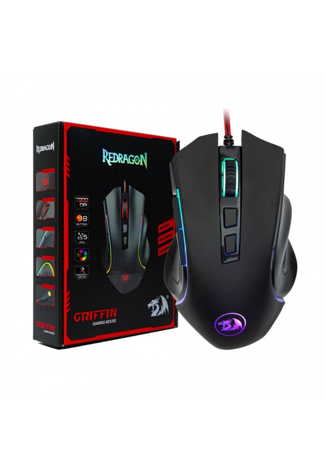 Mouse Gamer Redragon Griffin Rgb 8 Botones 7200 DPI-7
