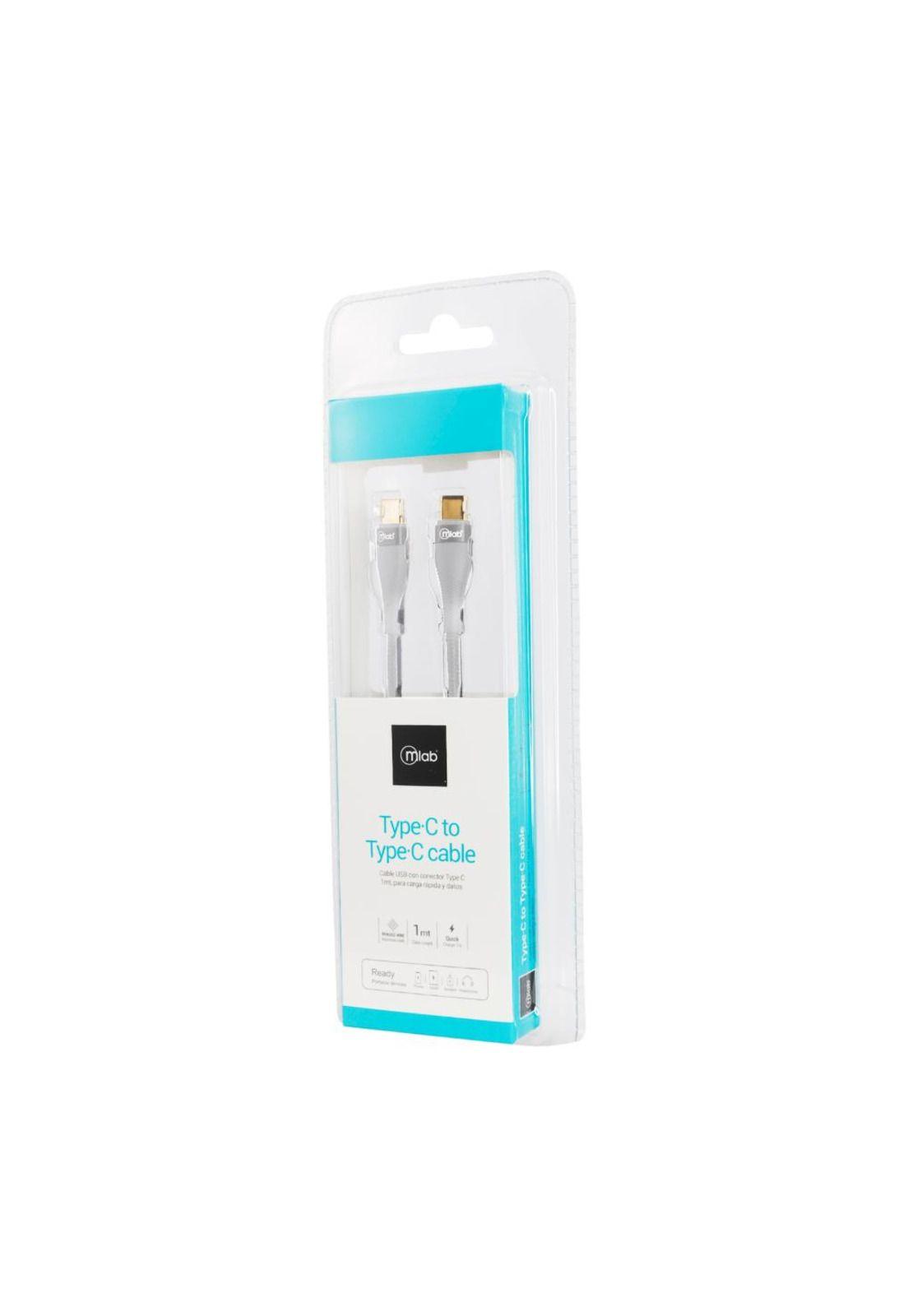 Cable de Tipo C a Tipo C 1M Plateado-2