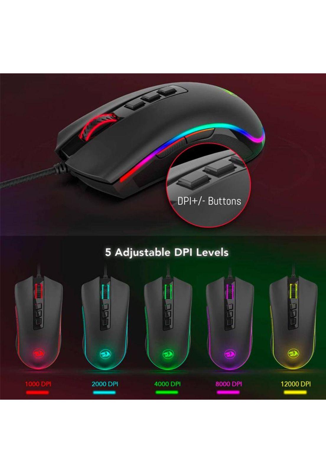 Mouse Gamer Redragon Cobra FPS RGB 9 Botones-2