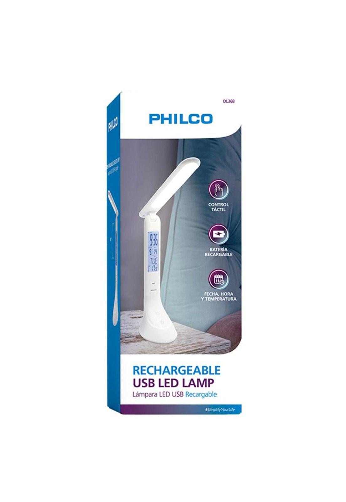 Lámpara Led para Escritorio Reloj Recargable Philco-3