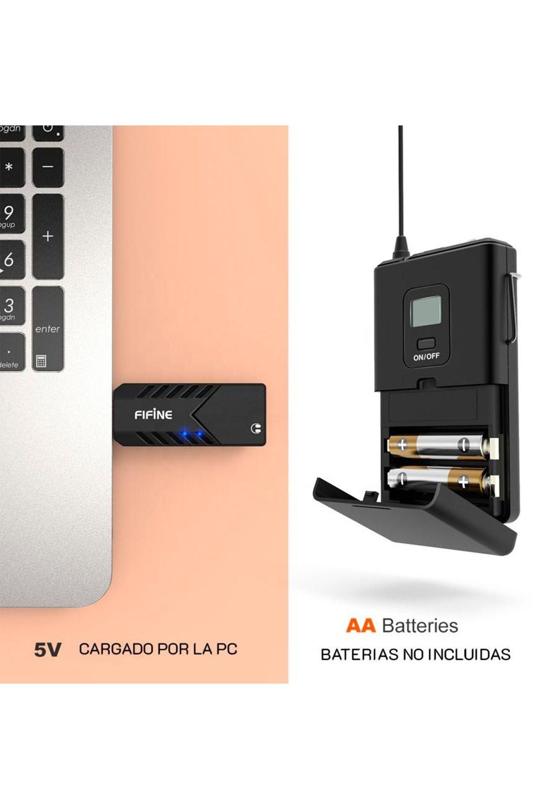 Microfono Inalámbrico USB con Solapa Lavalier Fifine K031B-2