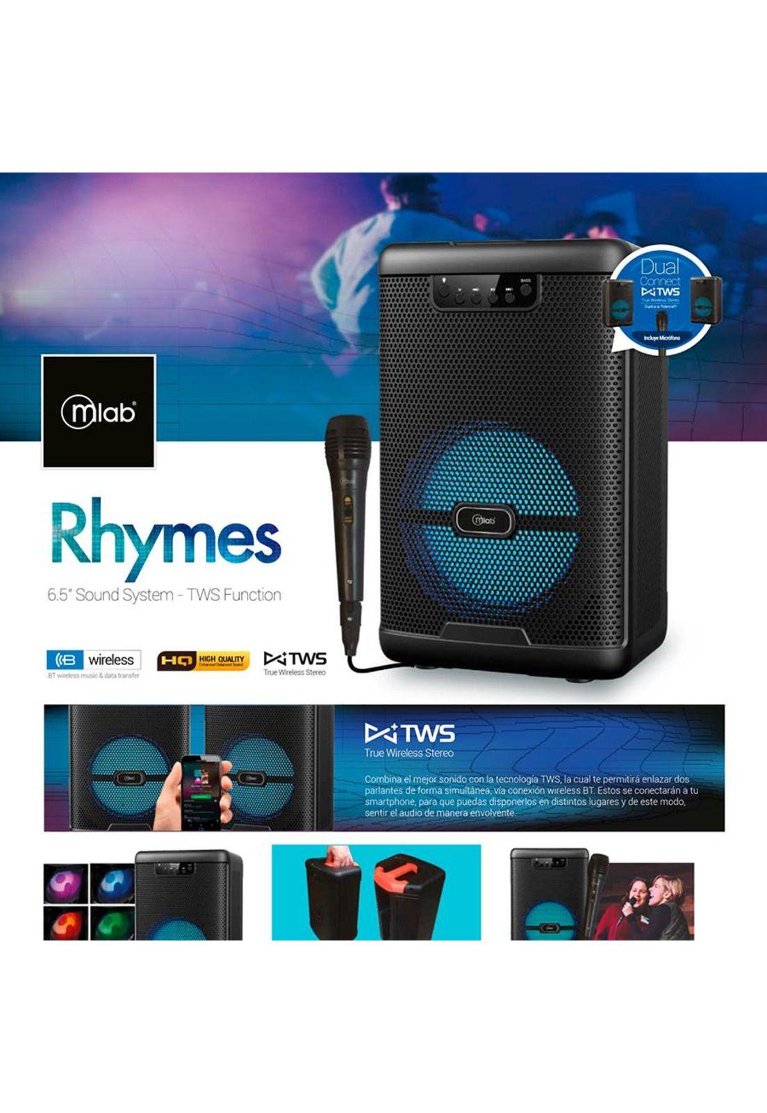 Parlante Karaoke  Bluetooth Rhymes Mlab 9100-2