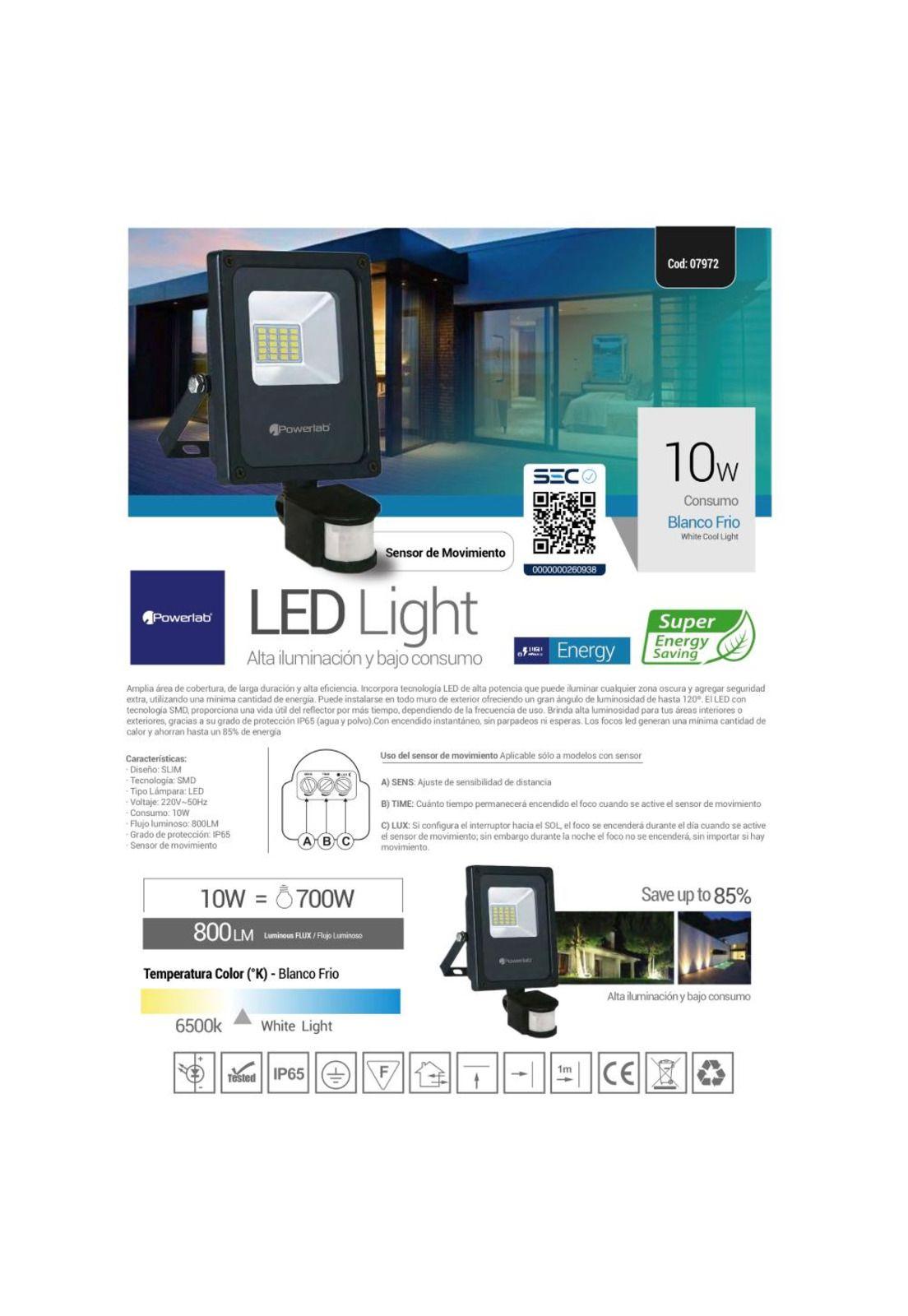 Foco Led Slim Cert 10W Luz Calida Powerlab-2
