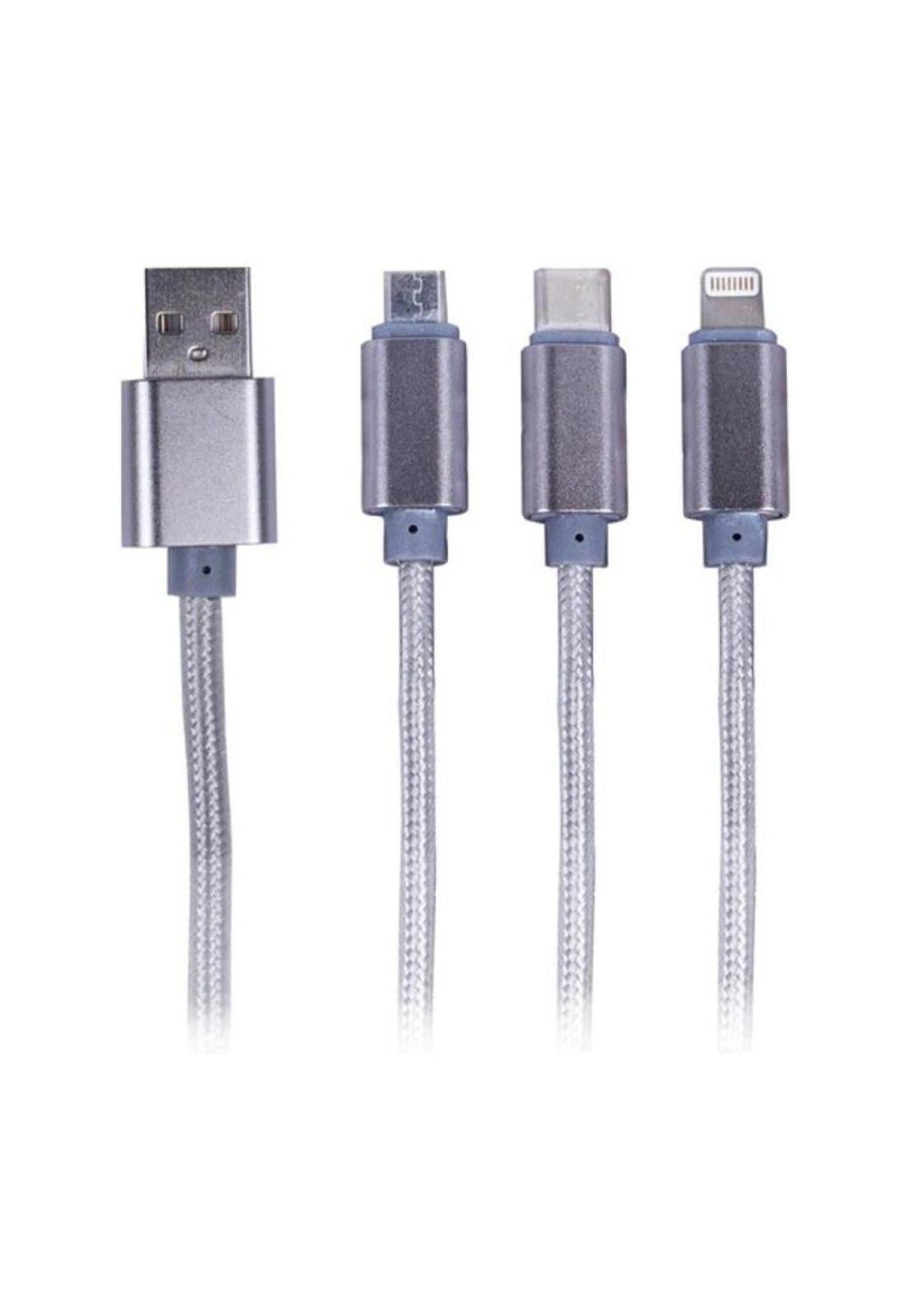 Cable 3 En 1: Micro-USB USB-C iPhone Metálico-2