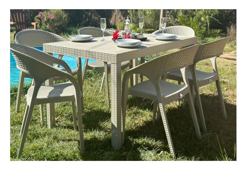 Comedor terraza Zapallar 6 personas textura ratán-0