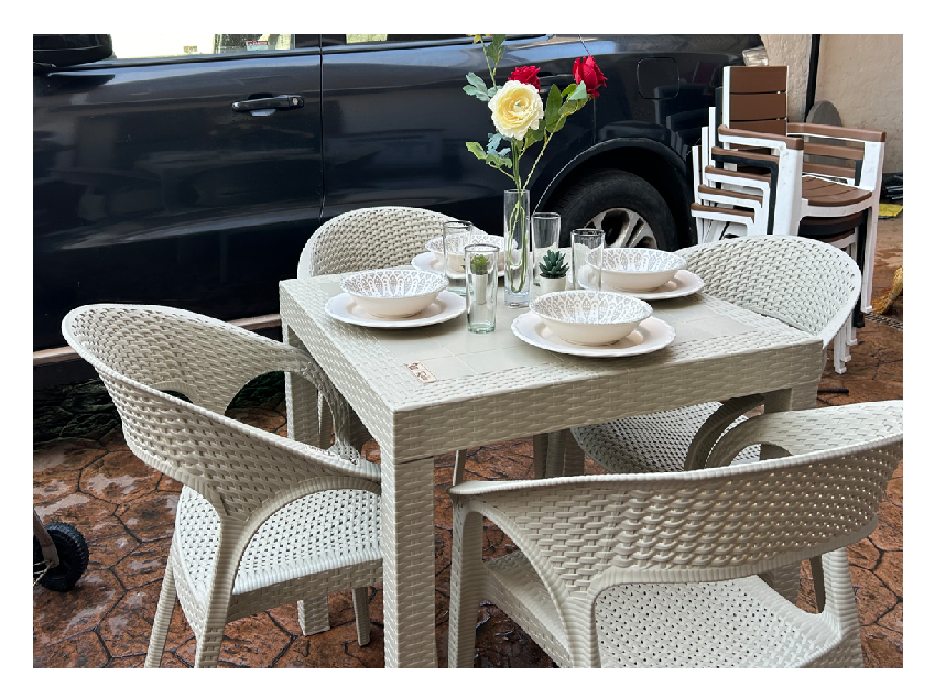 Comedor terraza zapallar 4 personas textura ratan beige-4