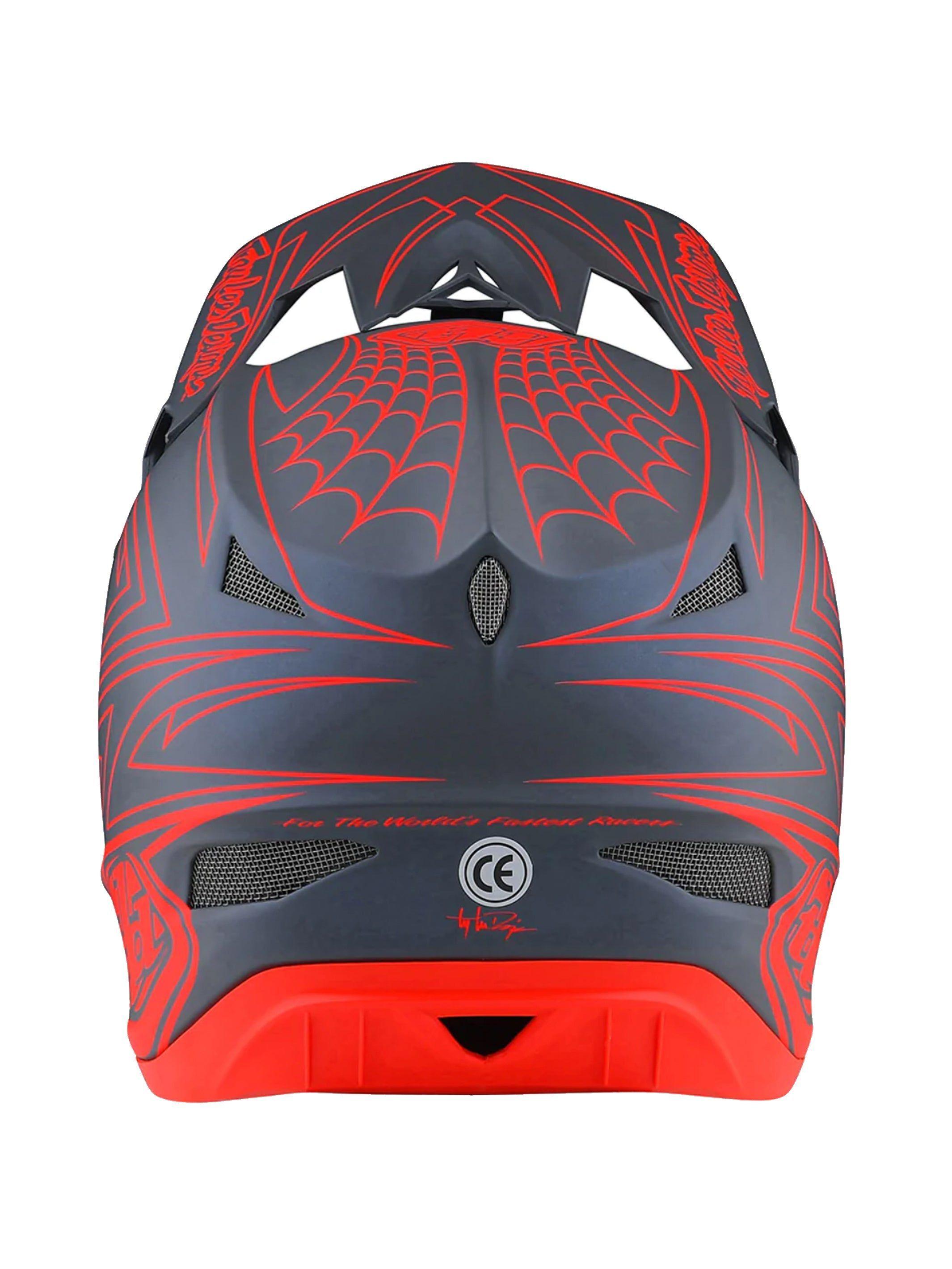 Casco De Bicicleta D3 Fiberlite SpiderStripe Gris Rojo Troy Lee Designs-2