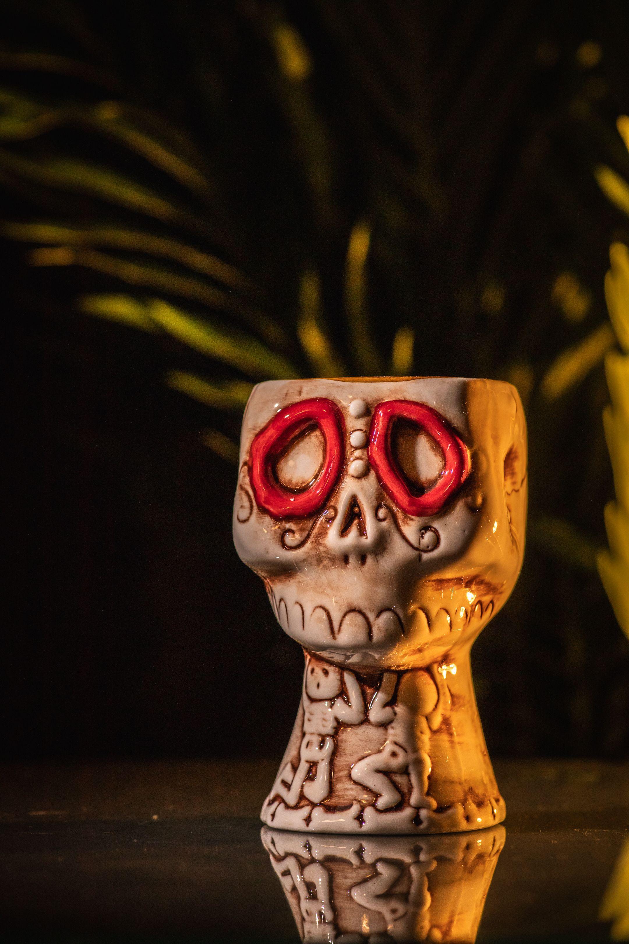 Taza Tiki Calavera, Vaso Cerámica 450 ML Cóctel, Pub, Hawai-3