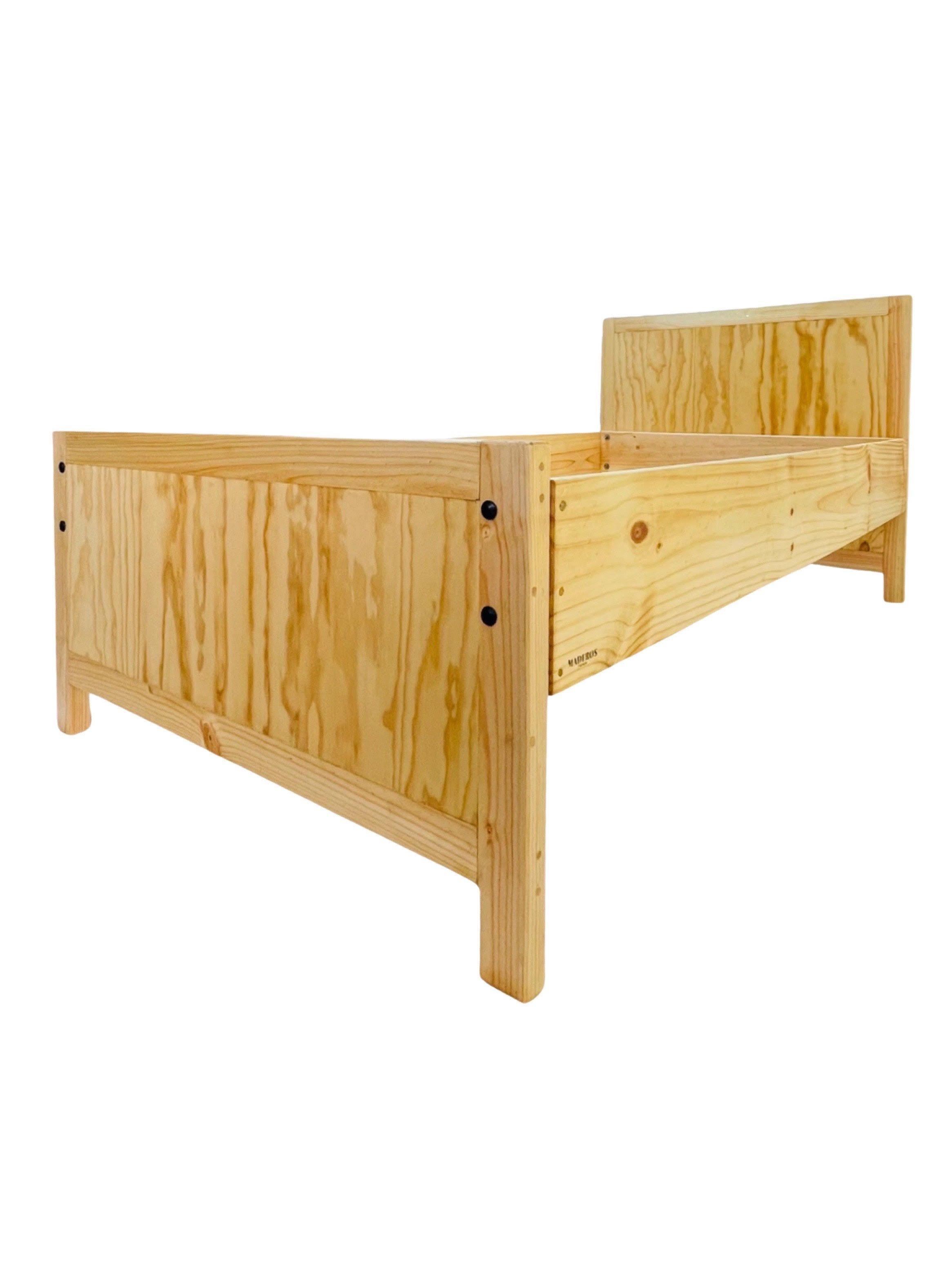 Cama con Respaldo Madera Pino - 1.5 Plaza 200 cm-2