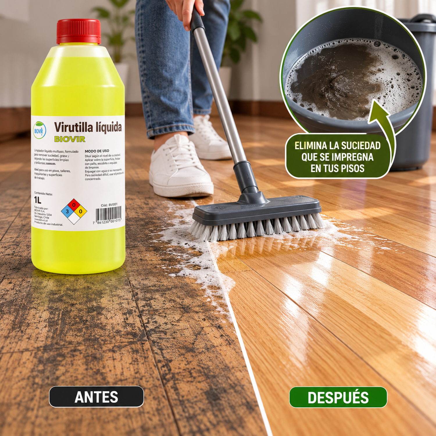 Virutilla liquida 1 litro para remover suciedad pisos de madera-1