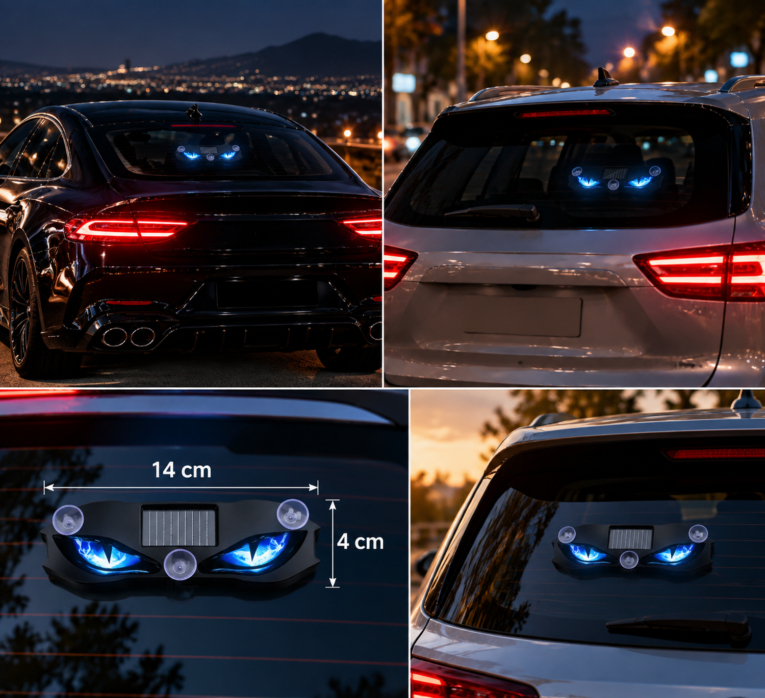 Luz Solar Led Ojos De Diablo Para Parabrisas Auto Con Sensor-1