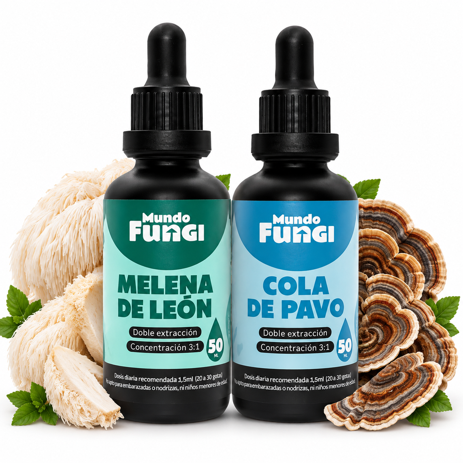 Pack X2 Melena León + Cola de pavo suplemento 50ml suplemento-0